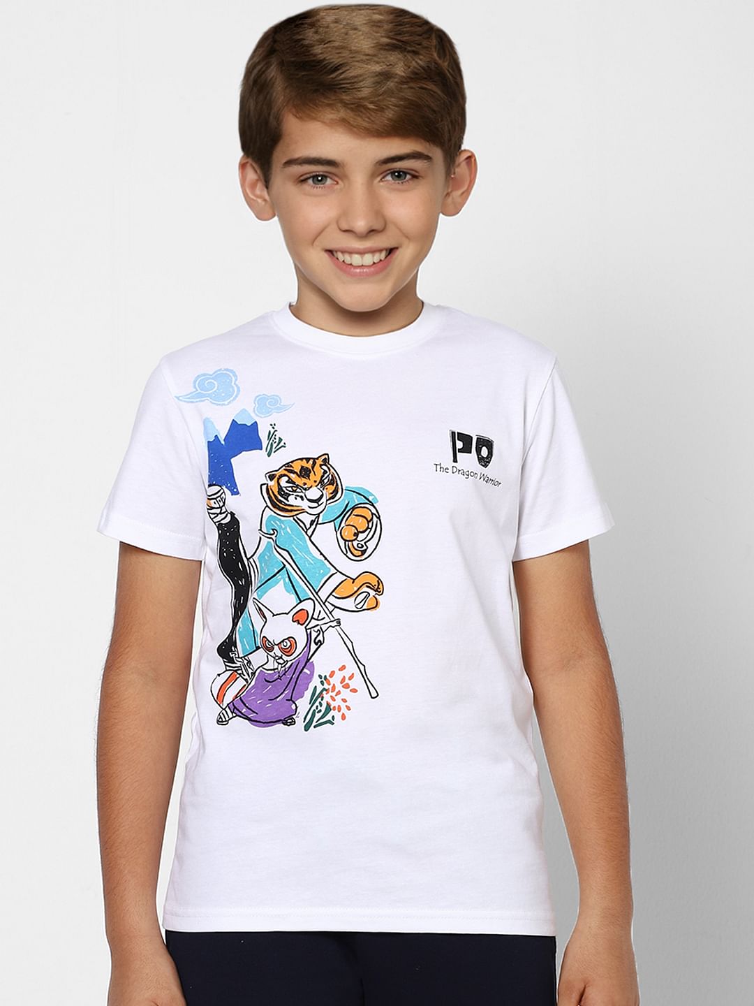 Boys X Kung Fu Panda White Graphic Print T-shirt