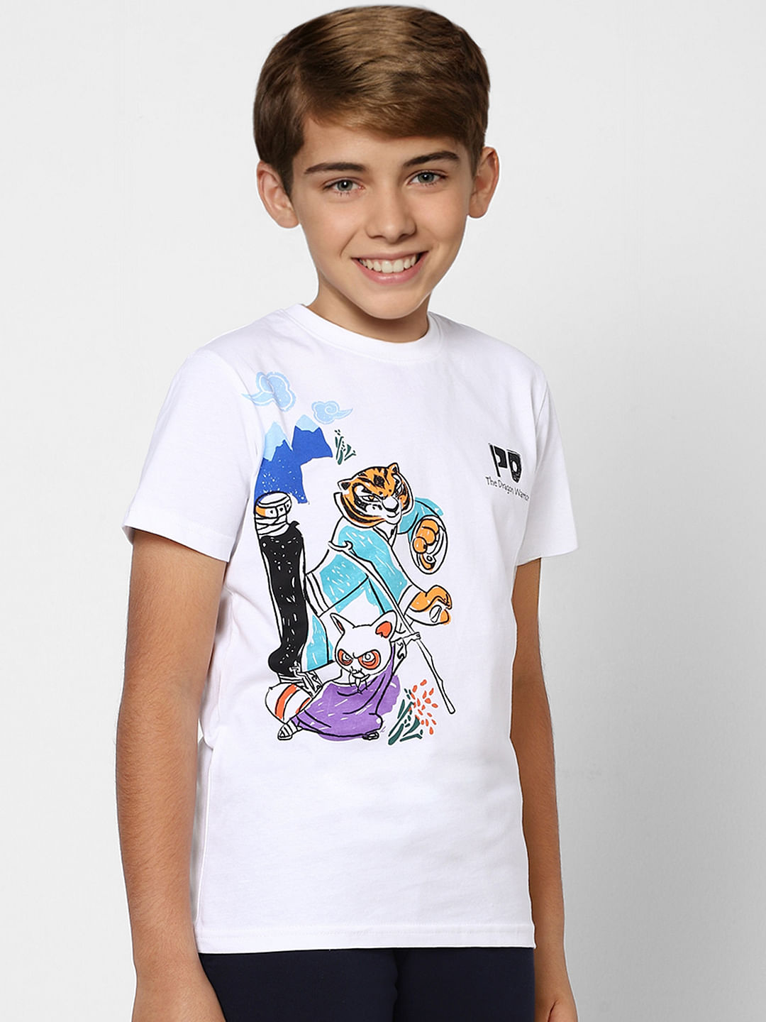 Boys X Kung Fu Panda White Graphic Print T-shirt