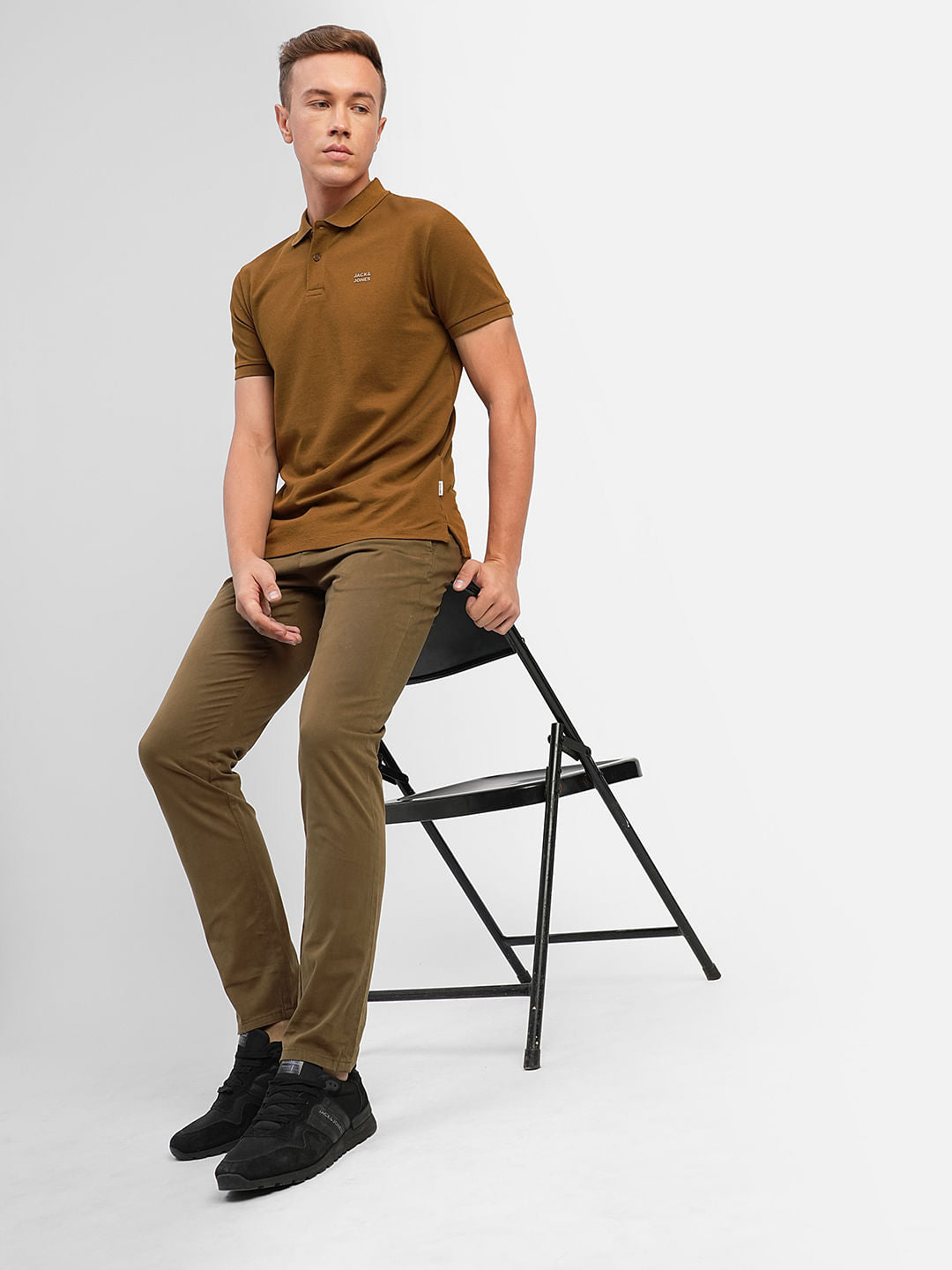 Brown Low Rise Slim Fit Chinos
