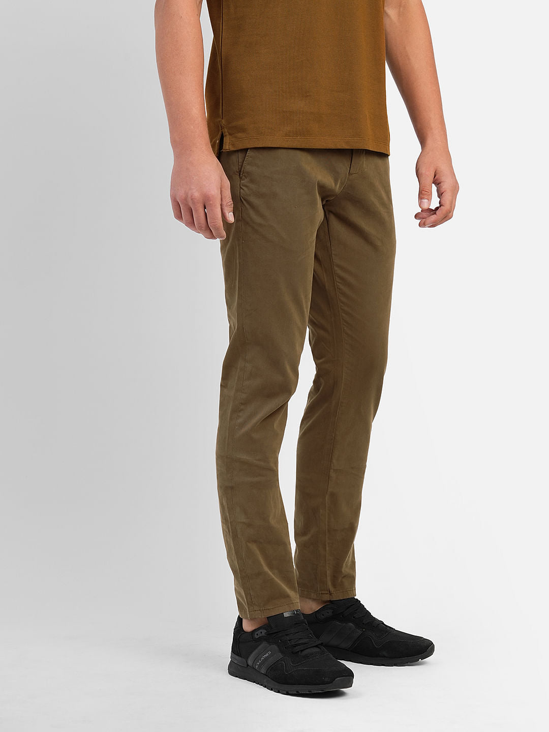 Brown Low Rise Slim Fit Chinos