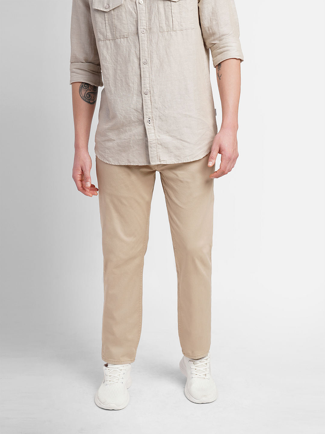 Beige Slim Fit Chinos