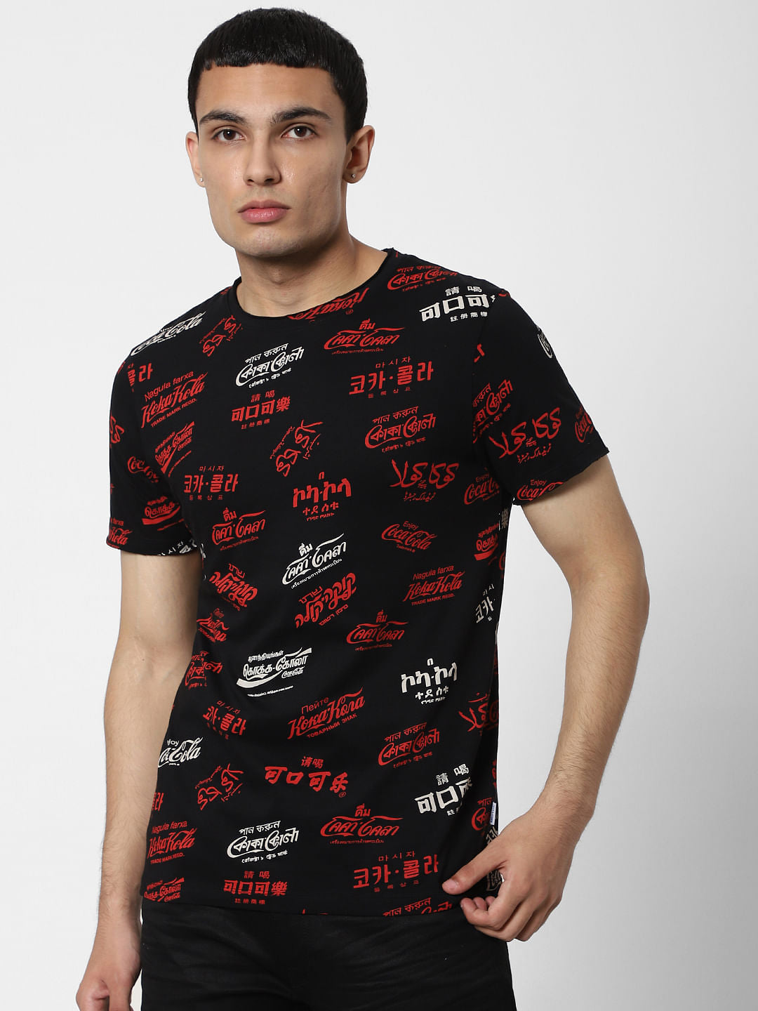 COCA COLA Black Logo Print Crew Neck T-shirt