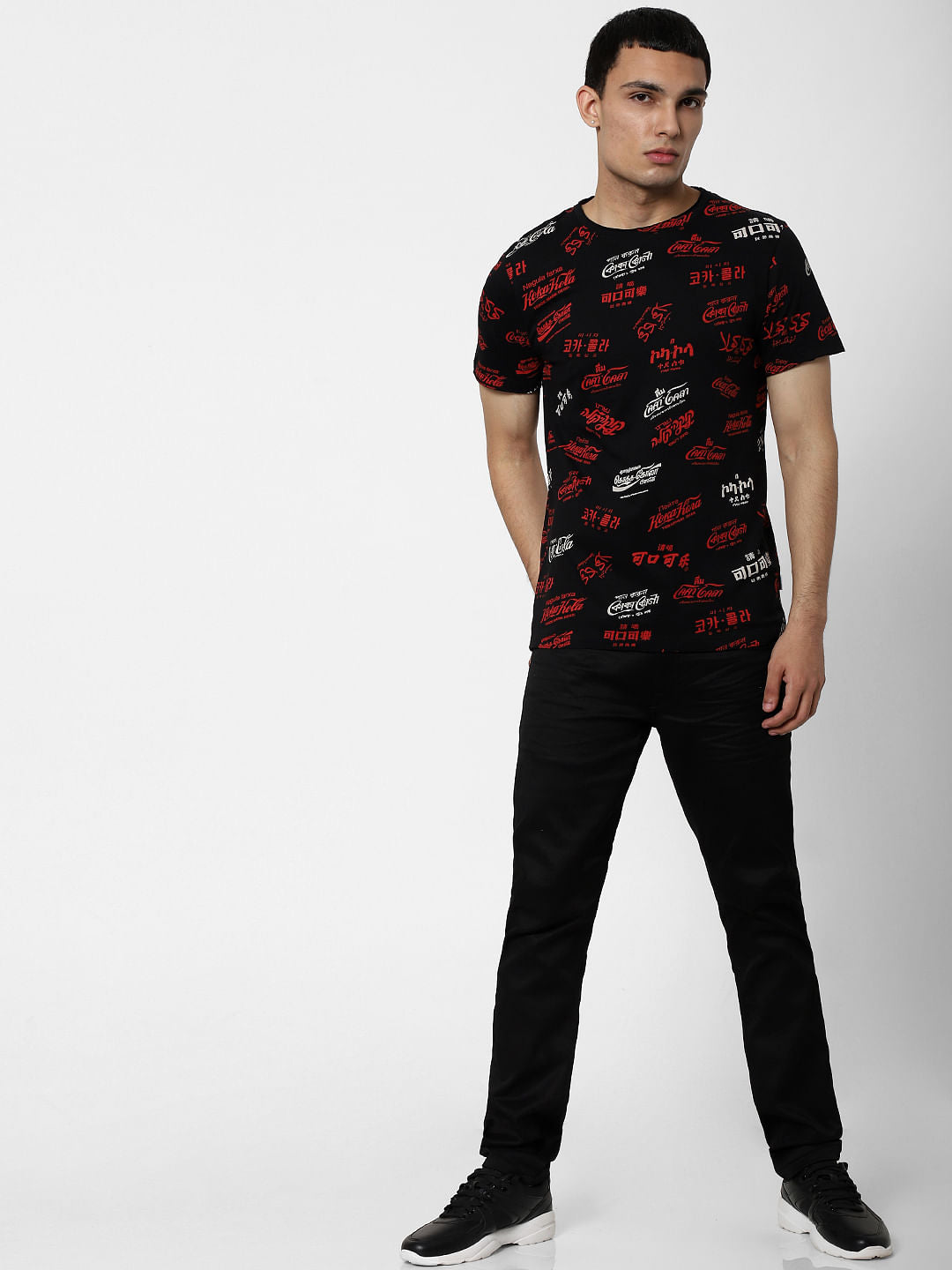 COCA COLA Black Logo Print Crew Neck T-shirt