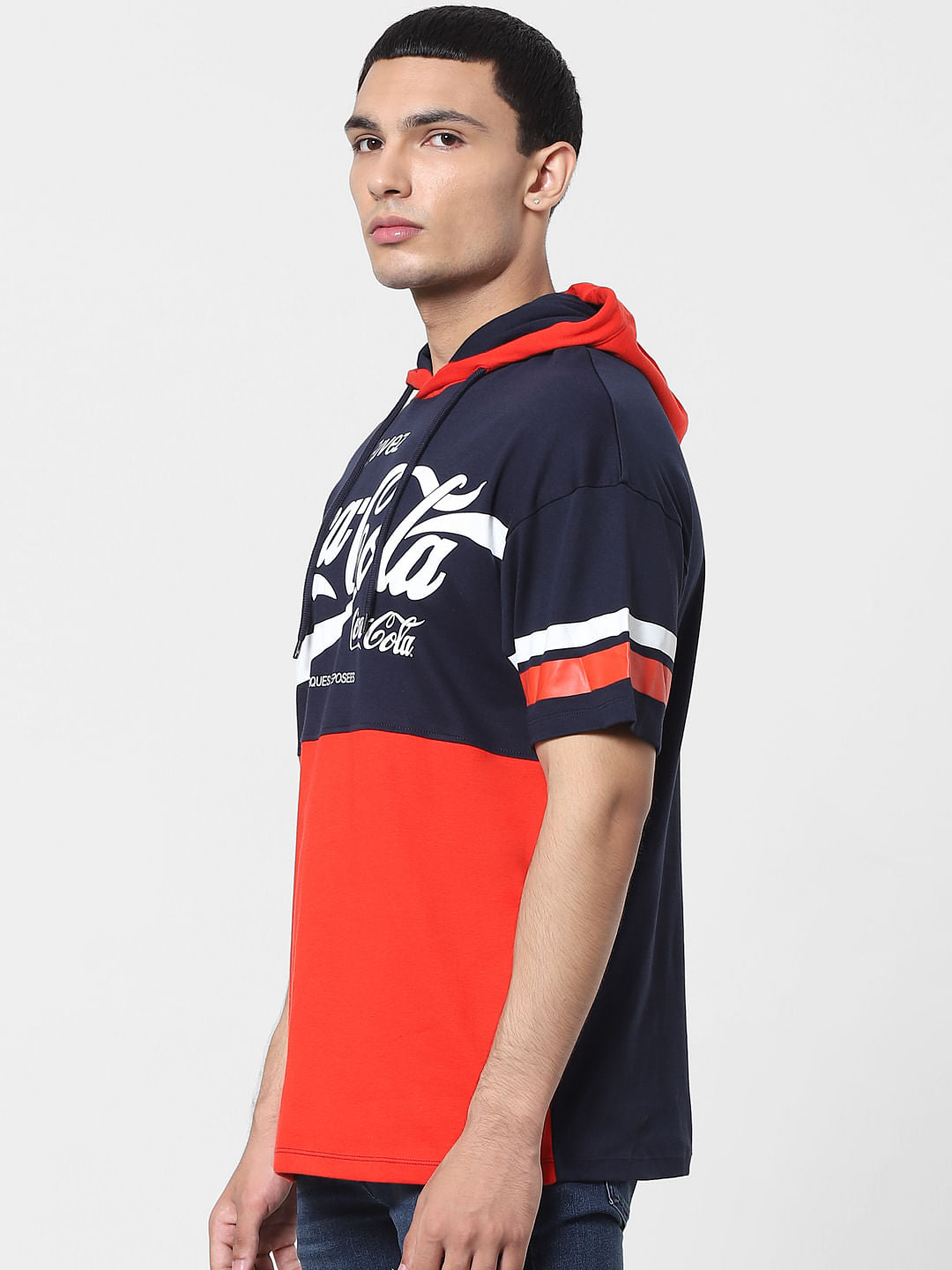 JACK&JONES | COCA COLA Blue Logo Print Hooded T-shirt