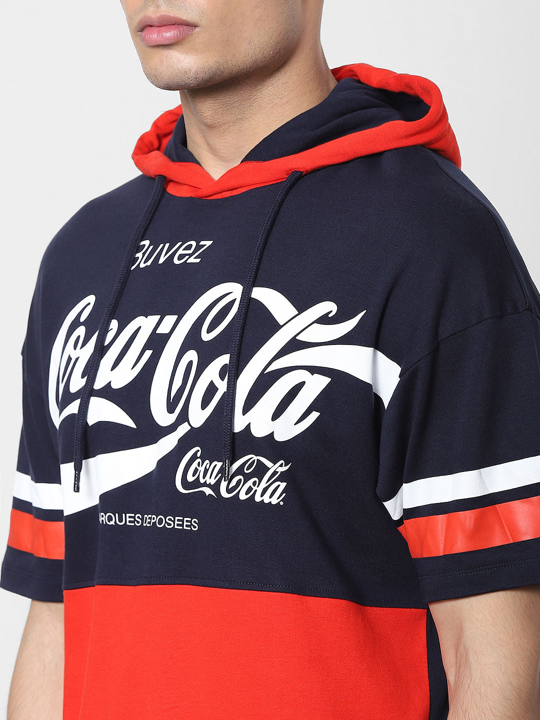 JACK&JONES | COCA COLA Blue Logo Print Hooded T-shirt