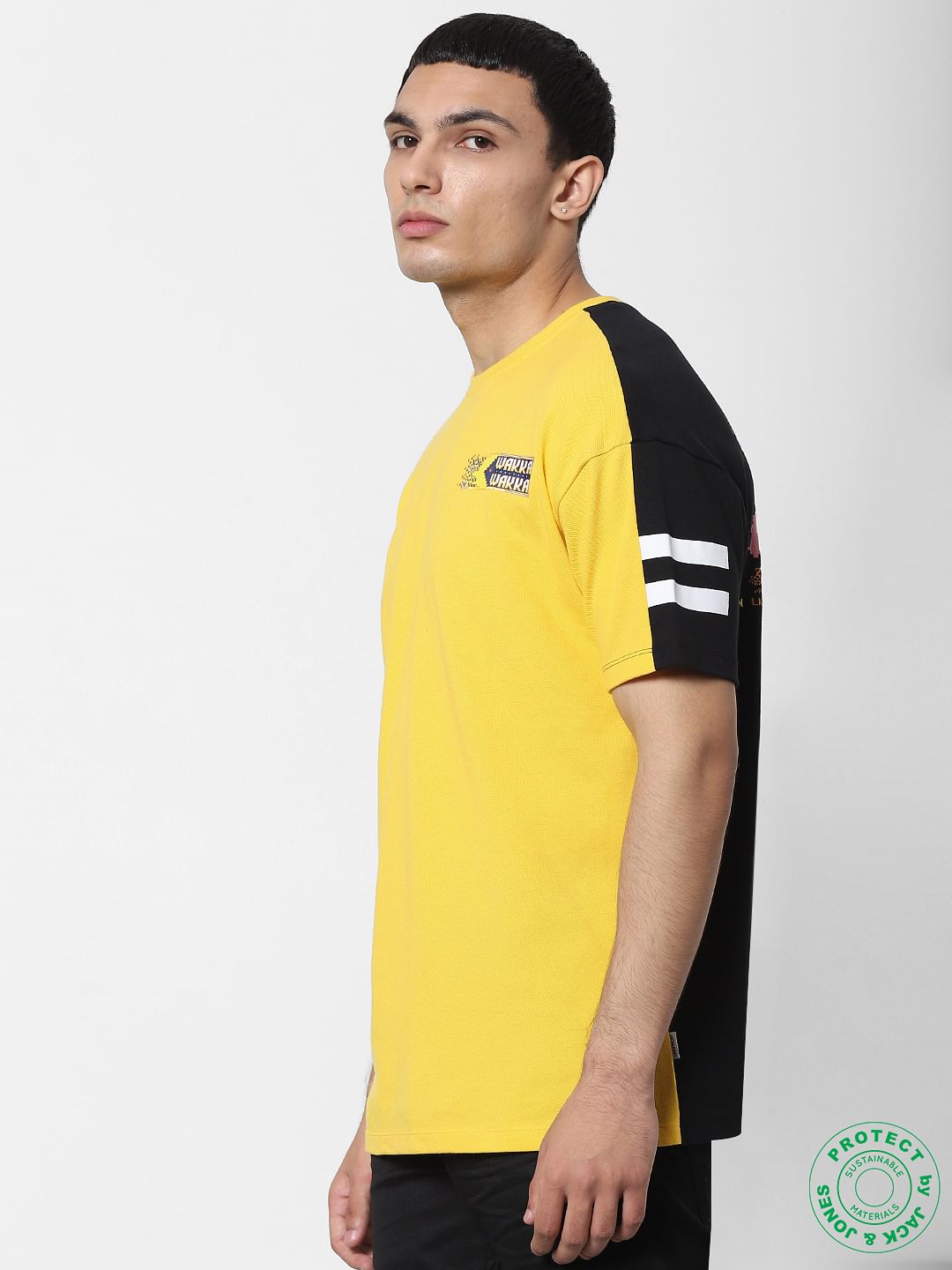 X PAC-MAN Yellow Graphic Print Crew Neck T-shirt