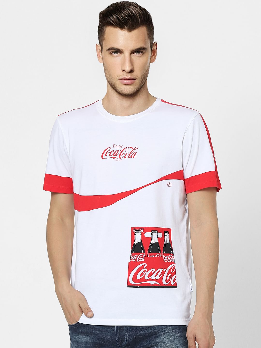 Coca Cola White Graphic Print Crew Neck T-shirt
