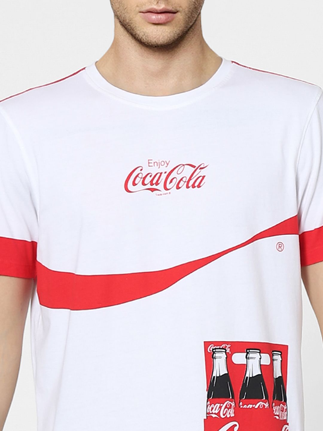 Coca Cola White Graphic Print Crew Neck T-shirt