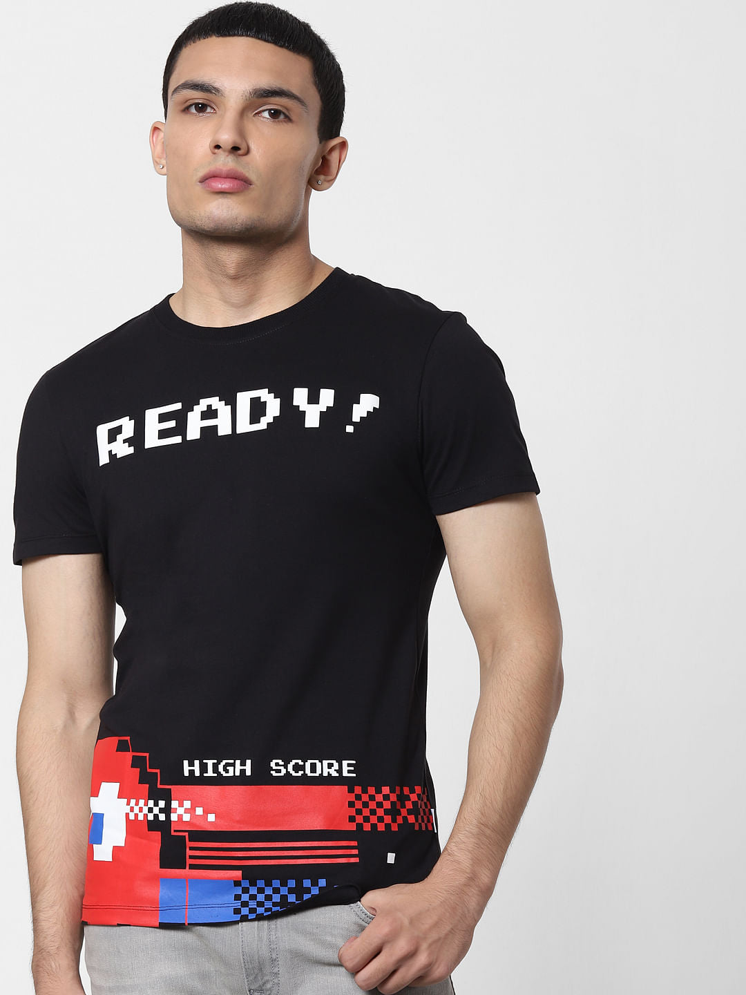 X PAC-MAN Black Graphic Print Crew Neck T-shirt