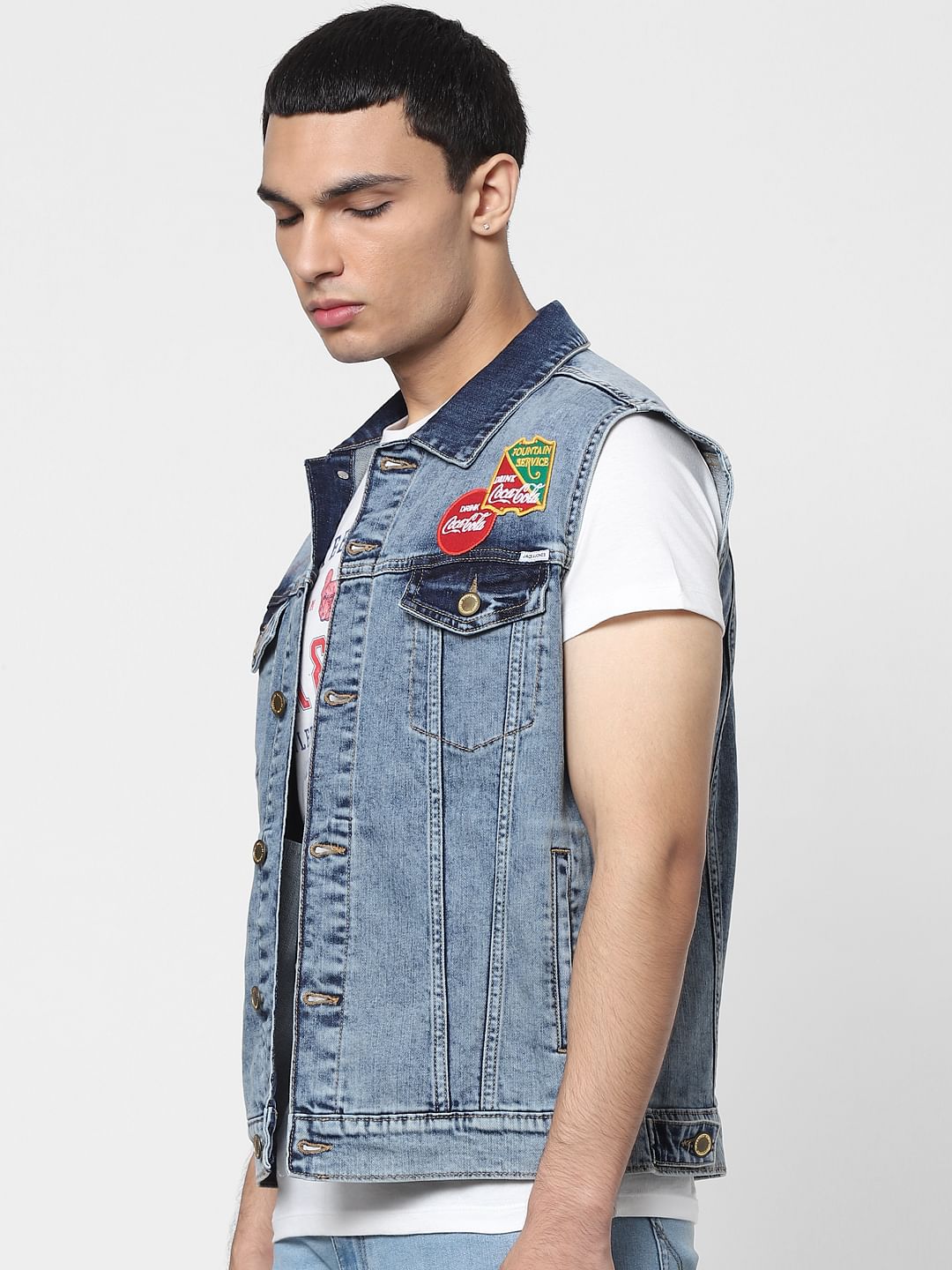 JACK&JONES | COCA COLA Blue Patch Print Denim Jacket
