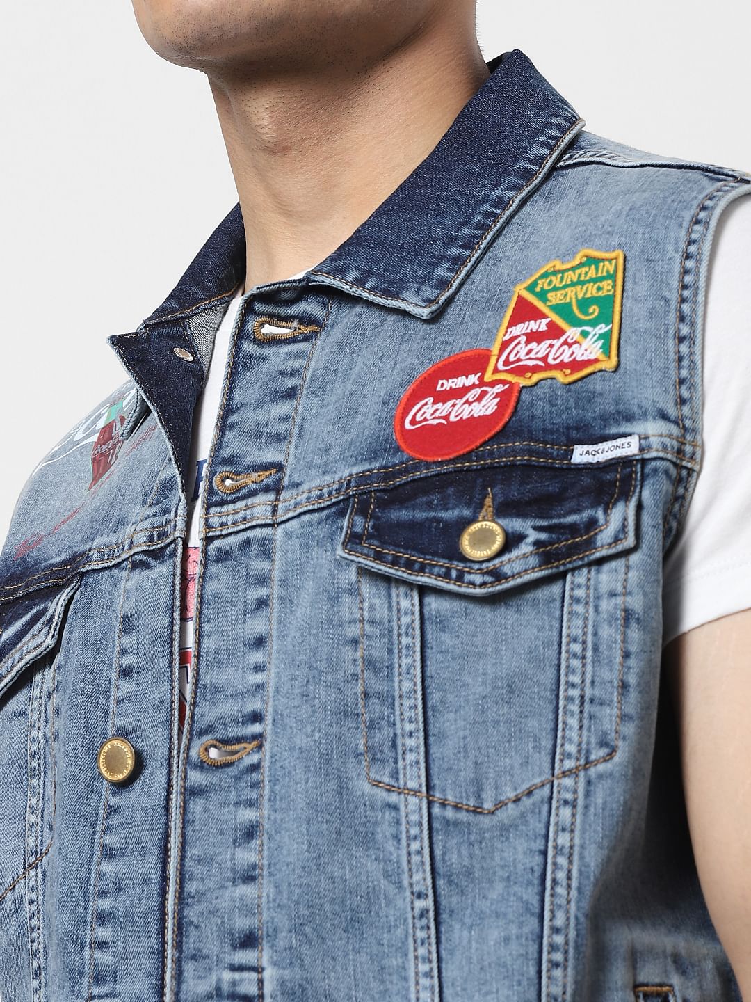 JACK&JONES | COCA COLA Blue Patch Print Denim Jacket