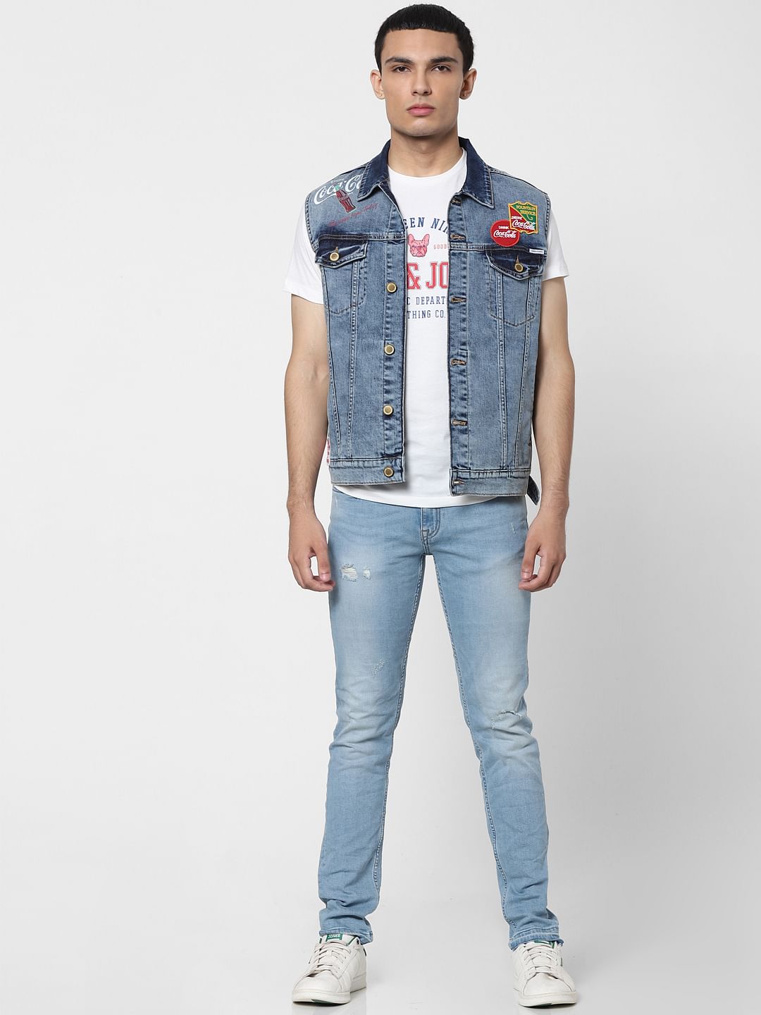 JACK&JONES | COCA COLA Blue Patch Print Denim Jacket