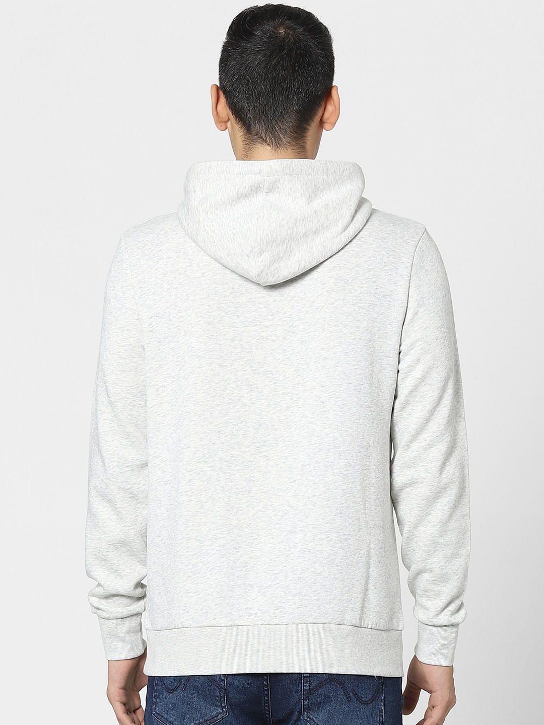 Grey Logo Print Hooded Sweatshirt