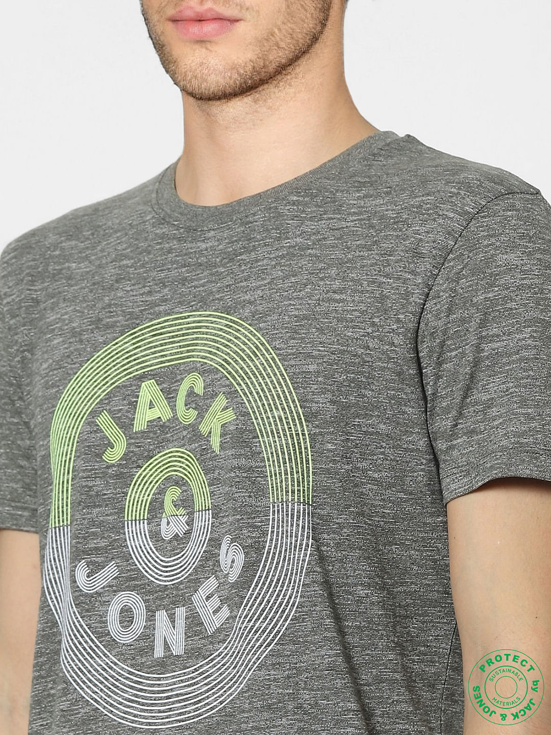 Green Printed Crew Neck T-shirt