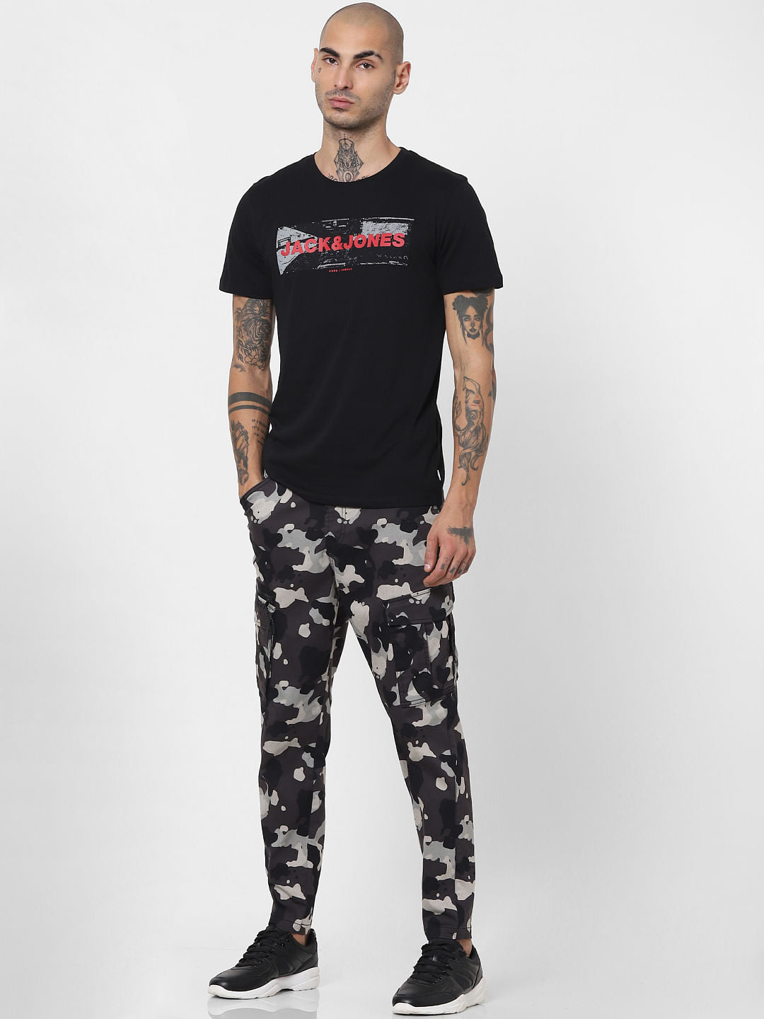 Black Logo Print Crew Neck T-shirt