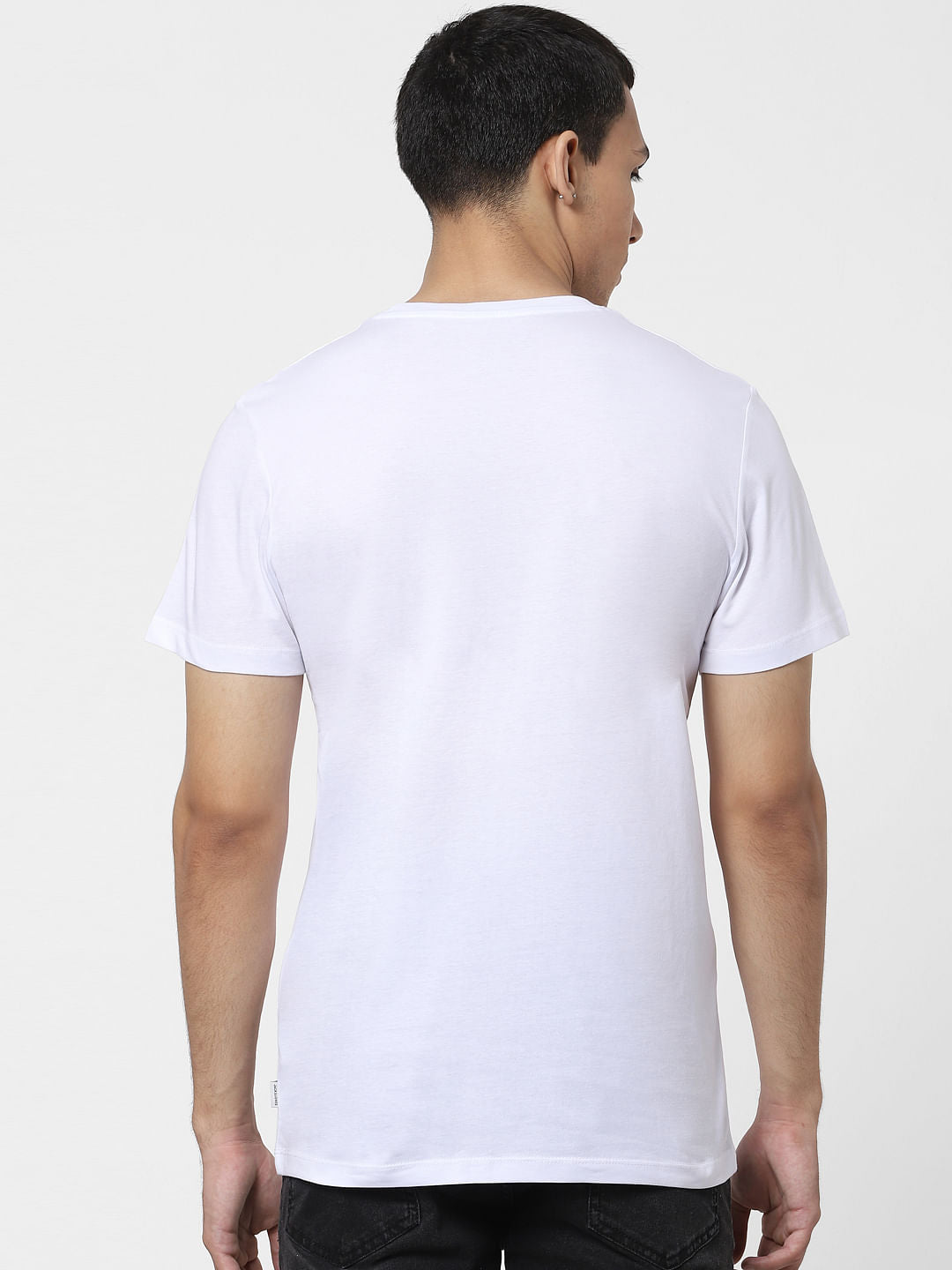 White Logo Print Crew Neck T-shirt