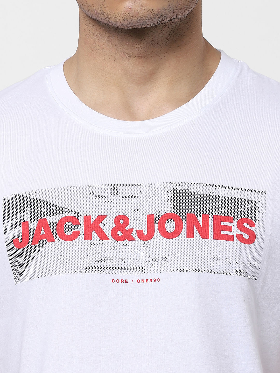 White Logo Print Crew Neck T-shirt