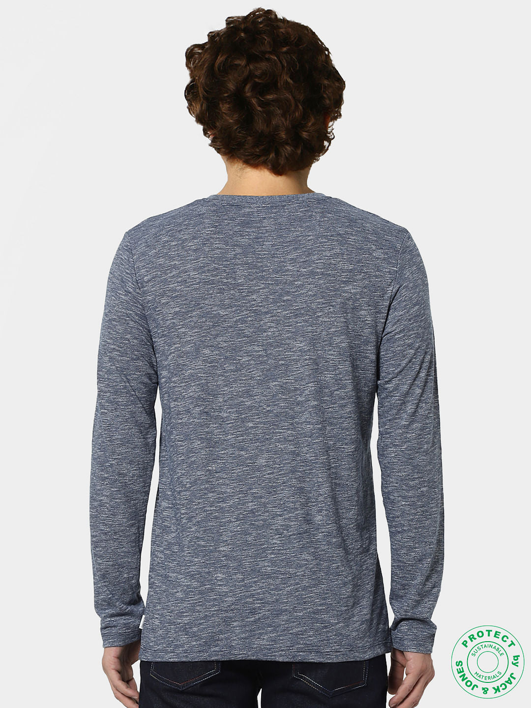 Blue Logo Print Full Sleeves T-shirt
