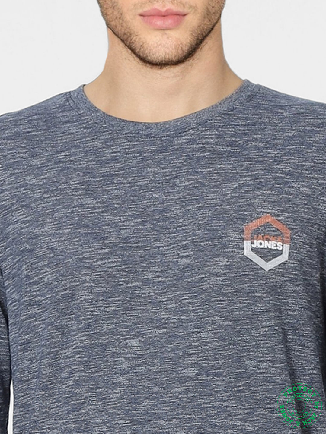 Blue Logo Print Full Sleeves T-shirt
