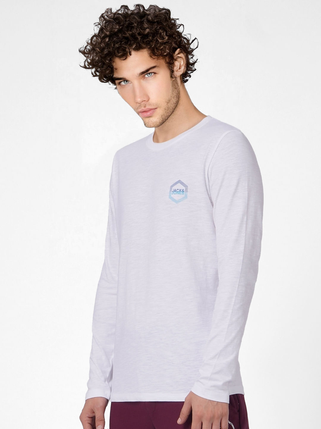 White Full Sleeves Crew Neck T-shirt