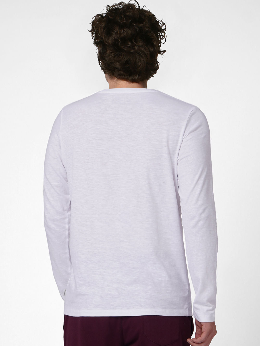 White Full Sleeves Crew Neck T-shirt