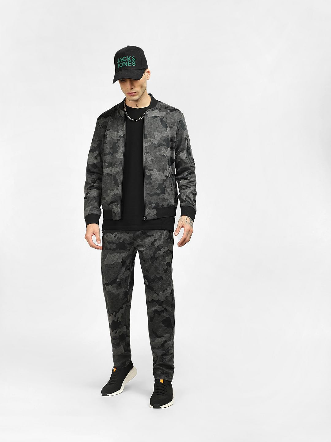 Black Mid Rise Camo Print Sweatpants