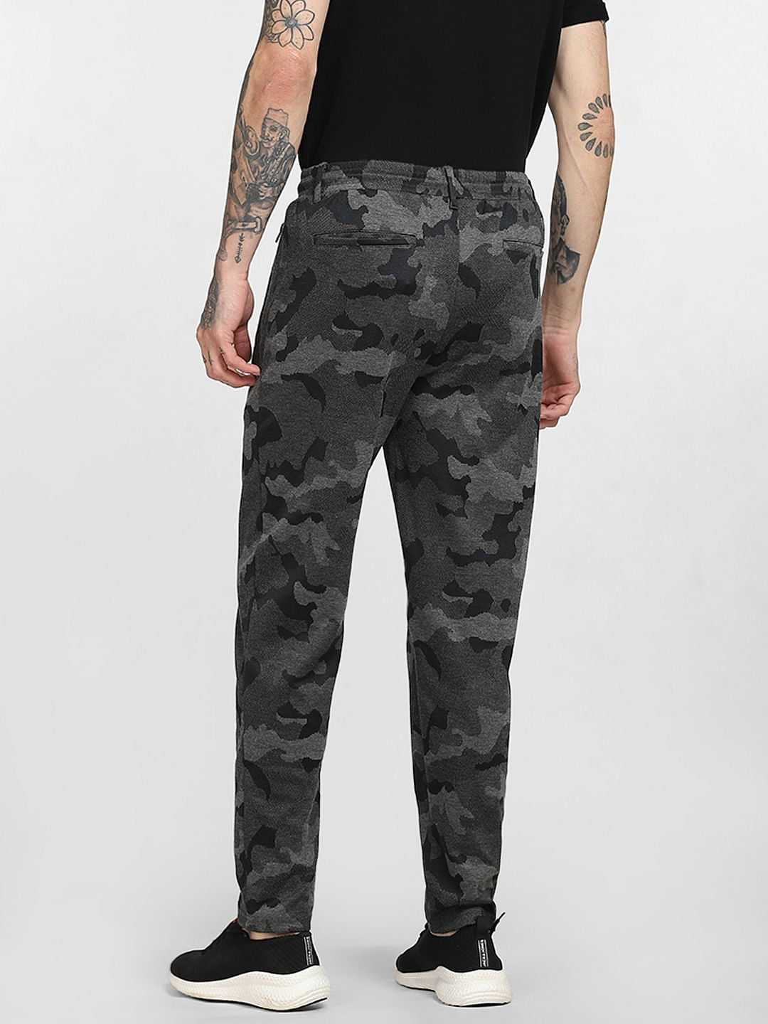 Black Mid Rise Camo Print Sweatpants