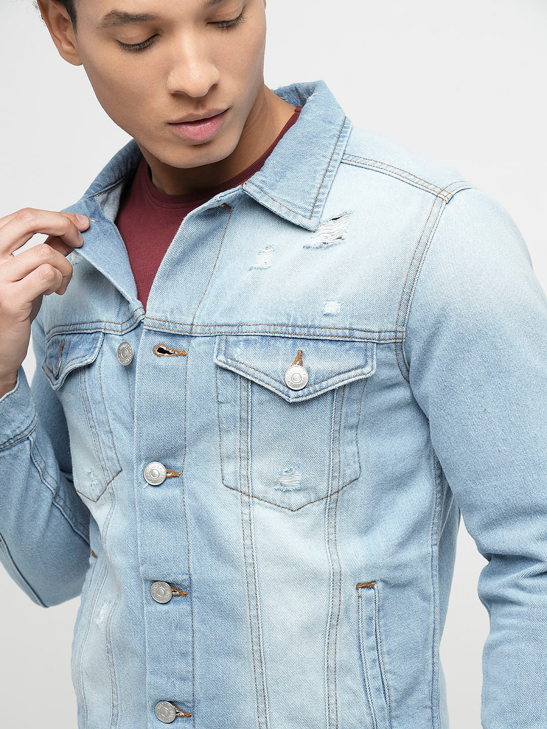 PRODUKT by JACK&JONES Light Blue Washed Cotton Denim Jacket