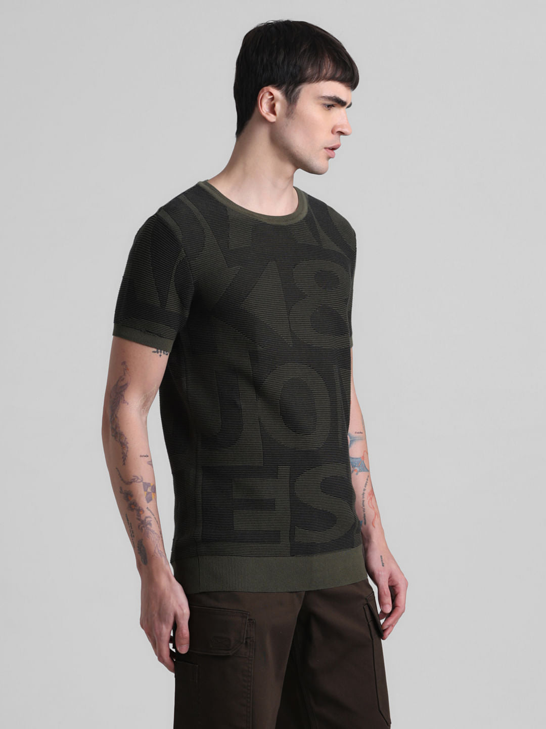 Green Logo Print Knitted T-shirt