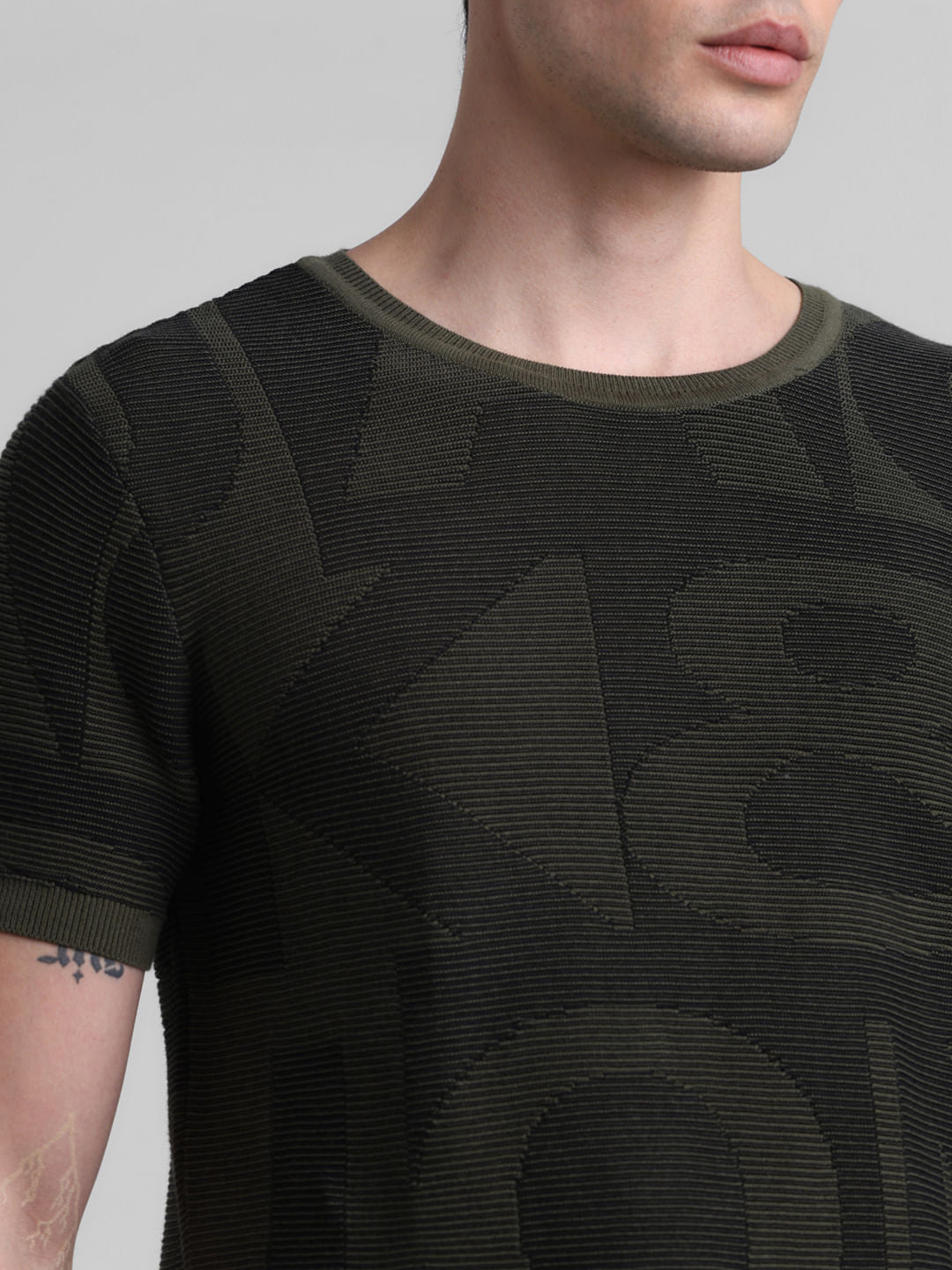 Green Logo Print Knitted T-shirt