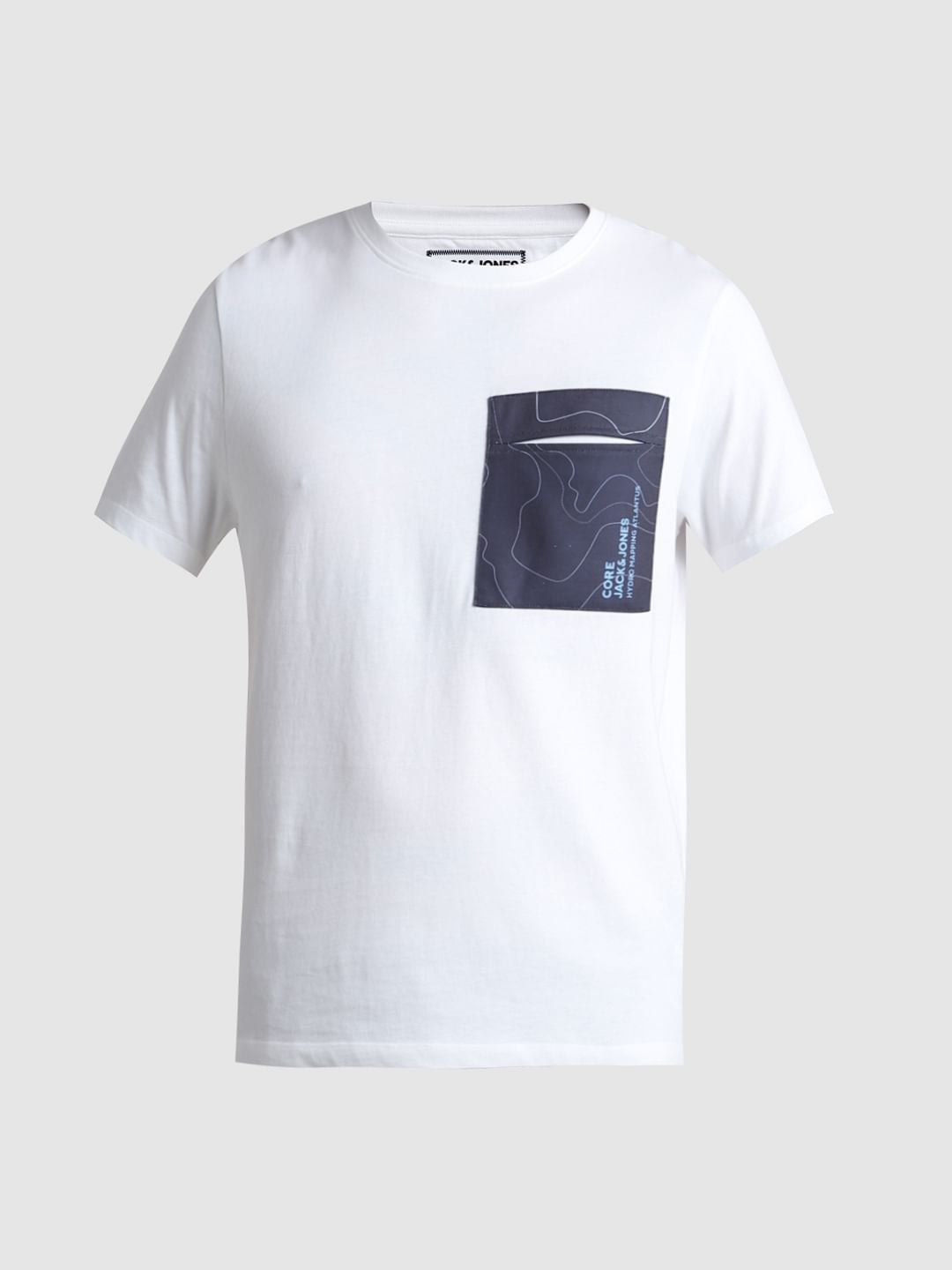 White Pocket Detail Crew Neck T-shirt