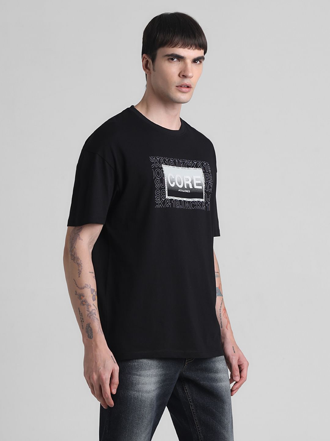 Black Logo Print Oversized T-shirt