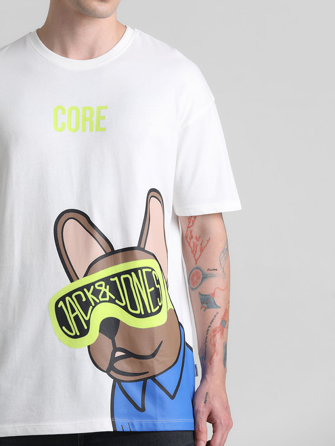 White Doggo Print Oversized T-shirt