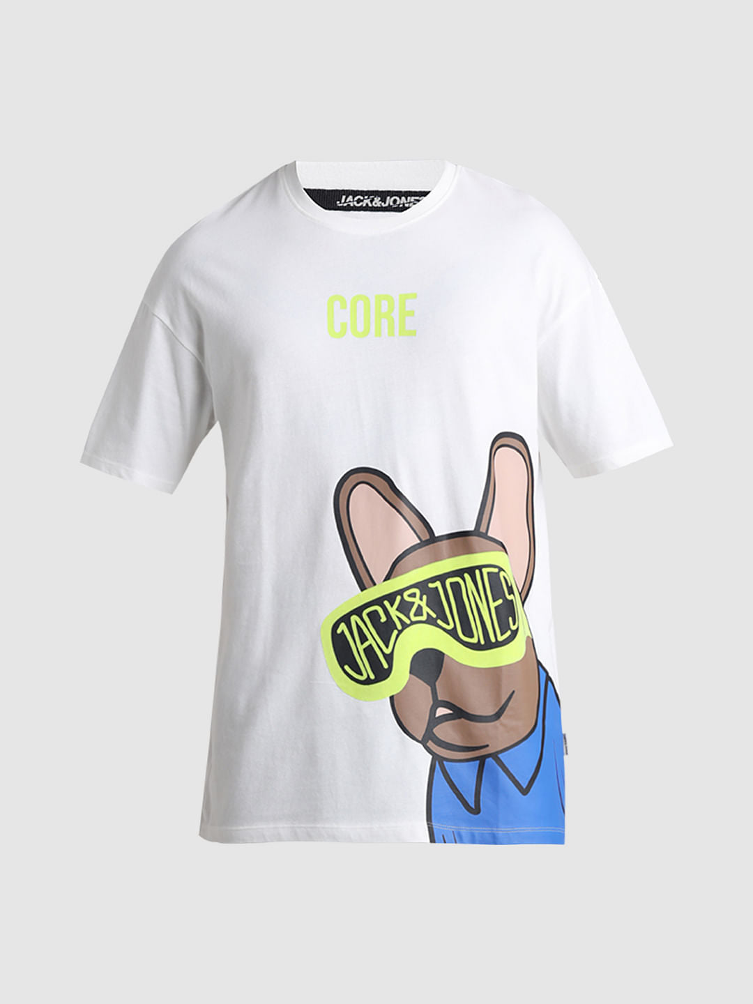 White Doggo Print Oversized T-shirt