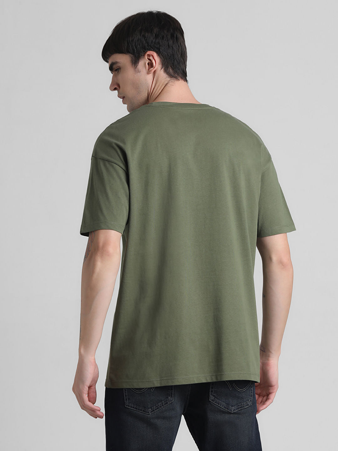 Green Printed Oversized Crew Neck T-shirt