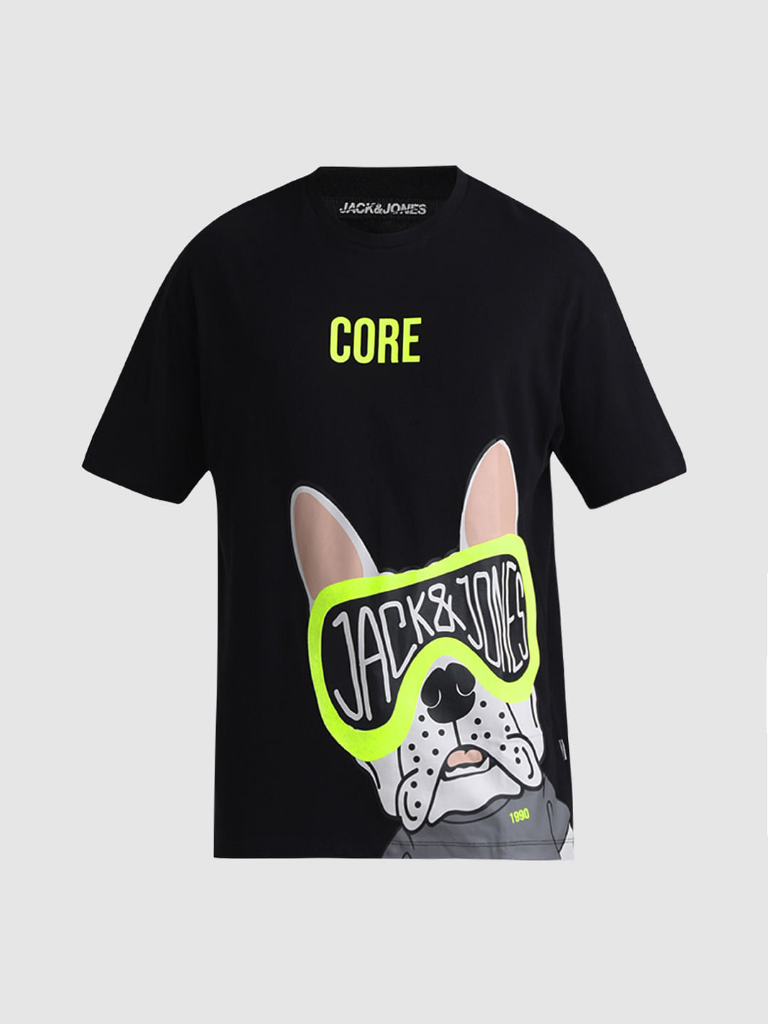 Black Doggo Print Oversized T-shirt