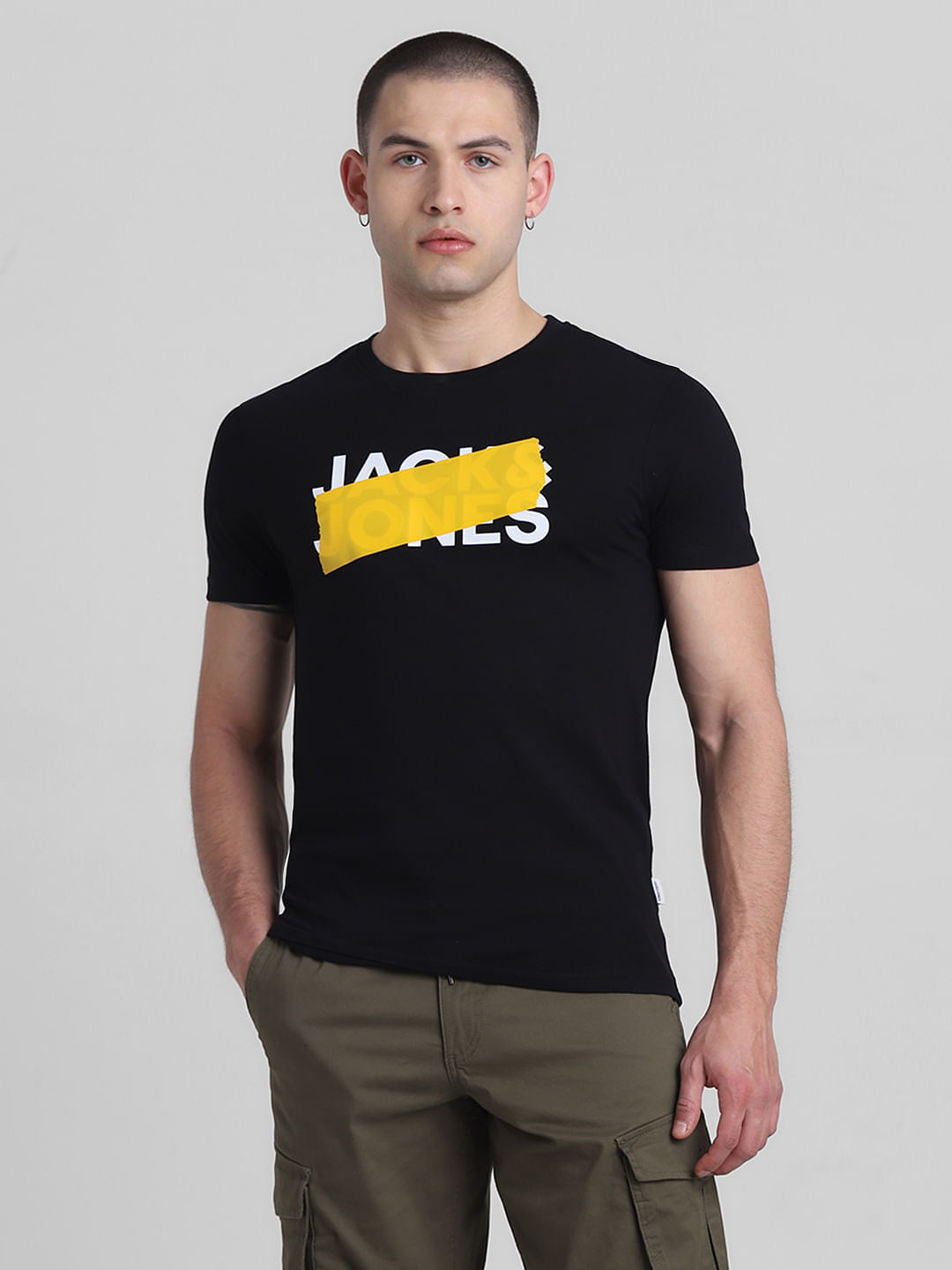 Black Logo Print Cotton T-shirt