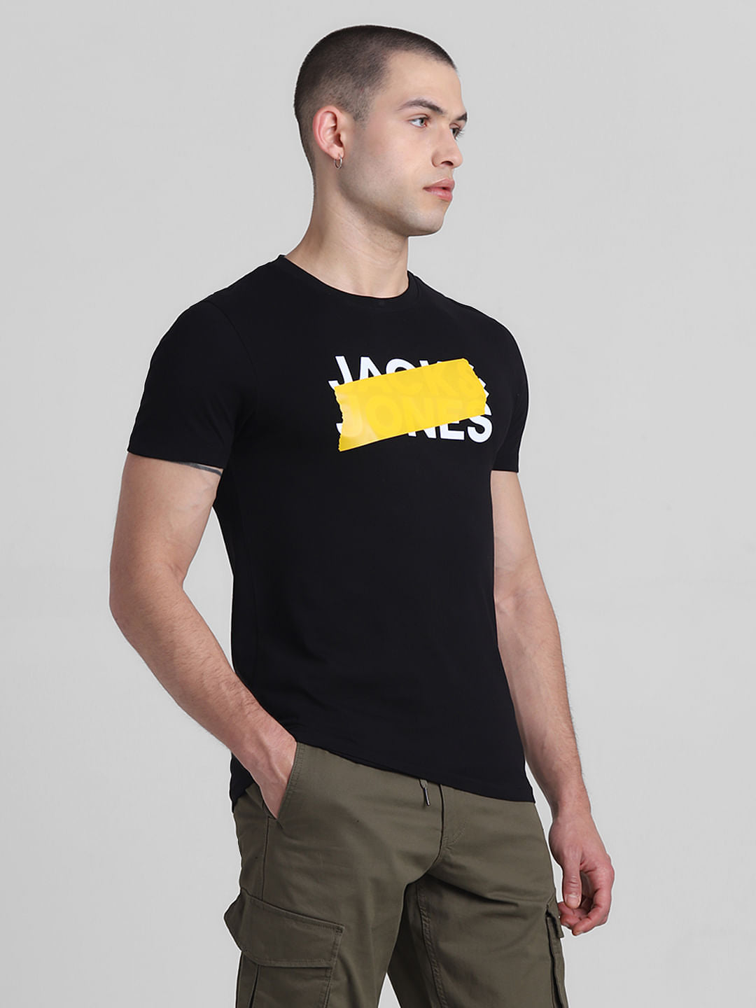 Black Logo Print Cotton T-shirt