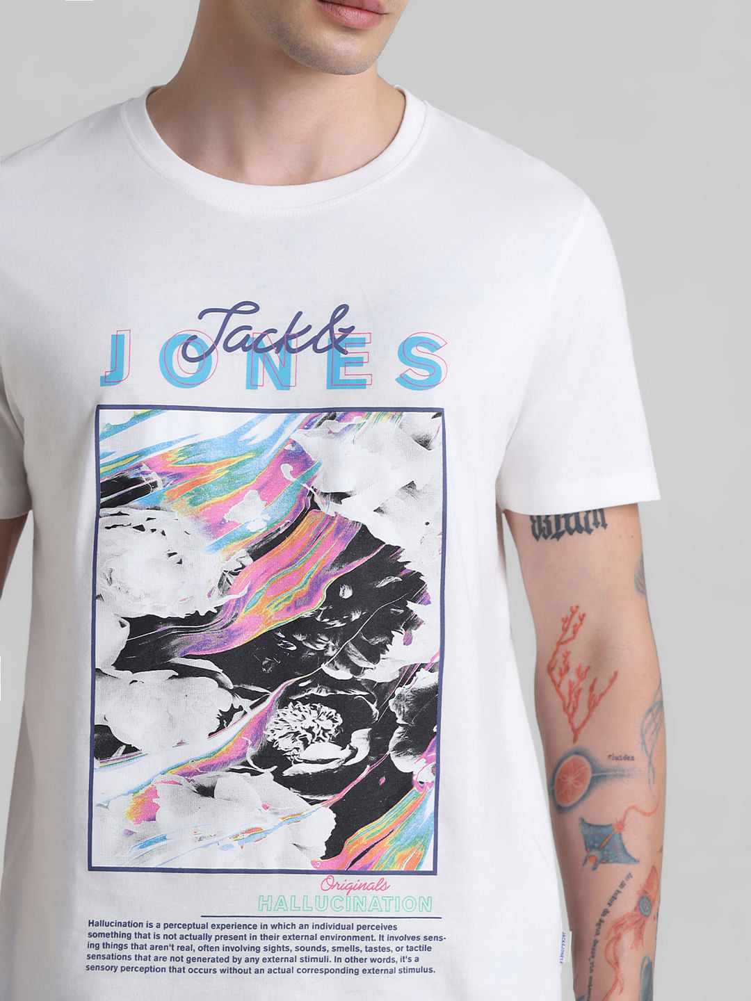 White Printed Crew Neck T-shirt