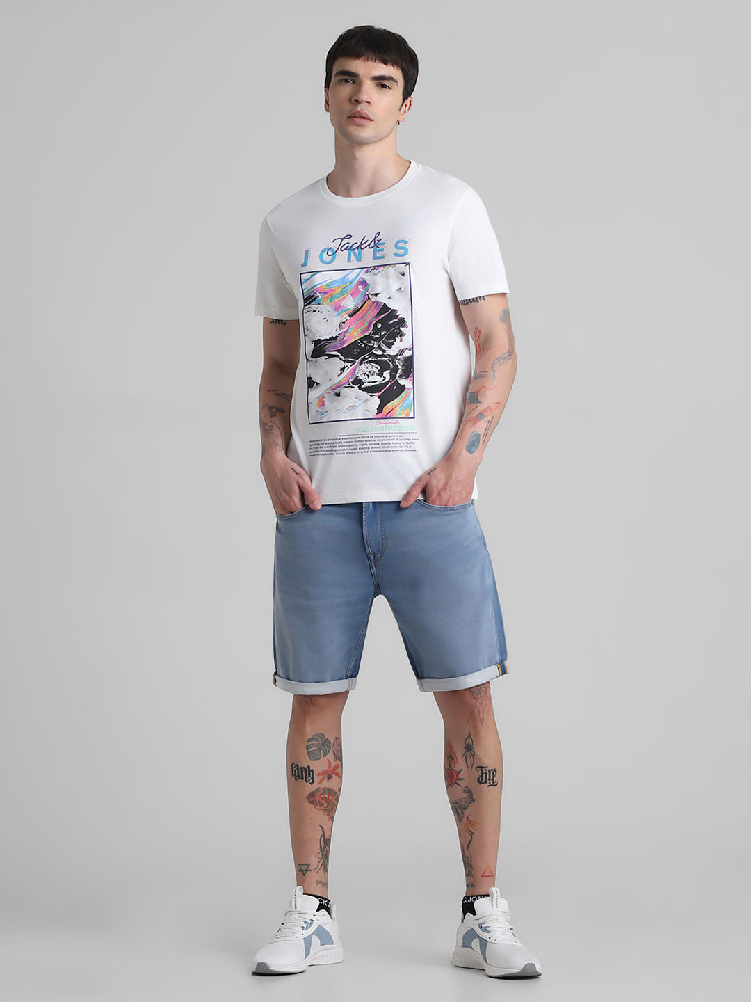 White Printed Crew Neck T-shirt