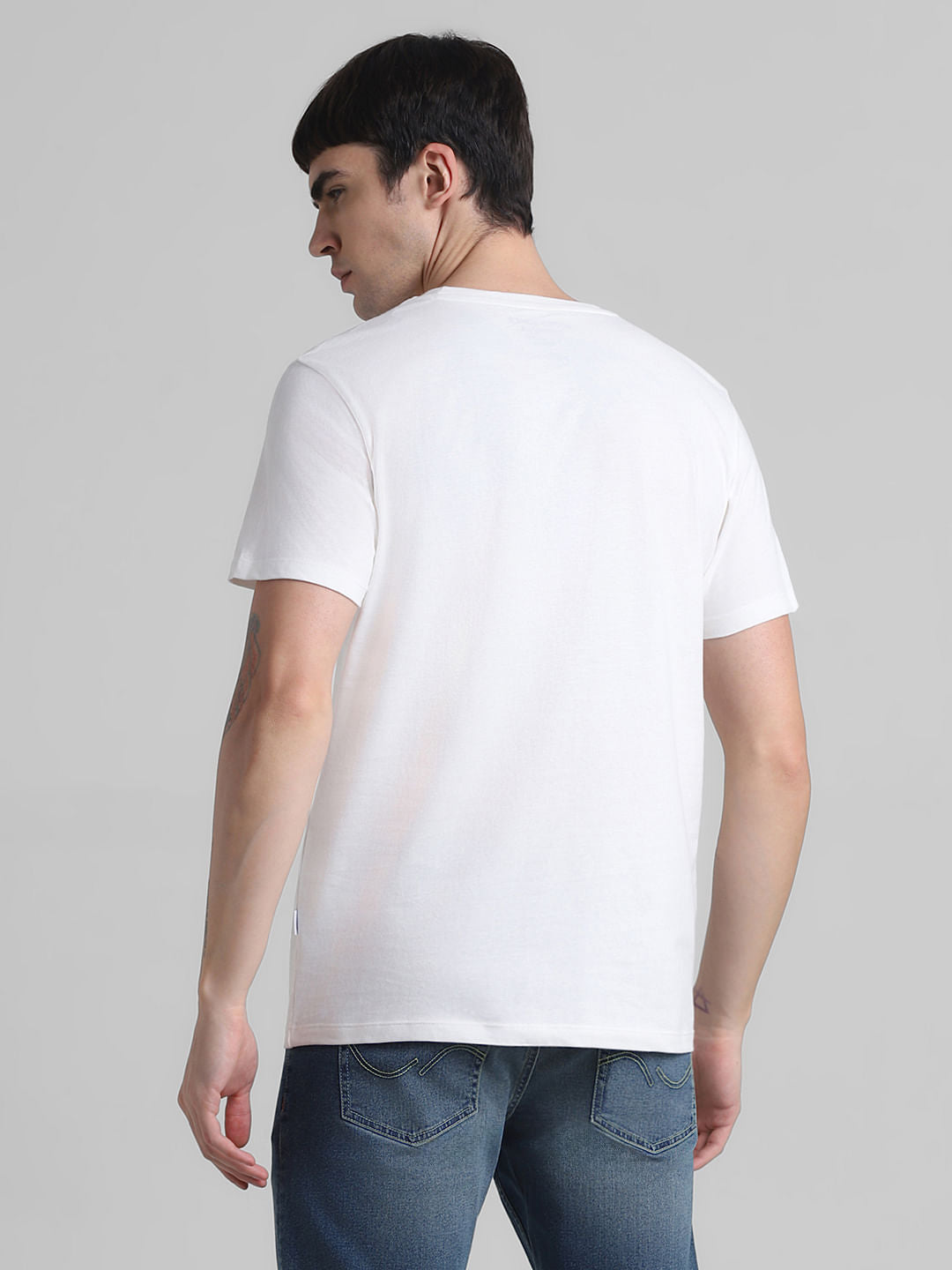 White Embroidered Logo Crew Neck T-shirt