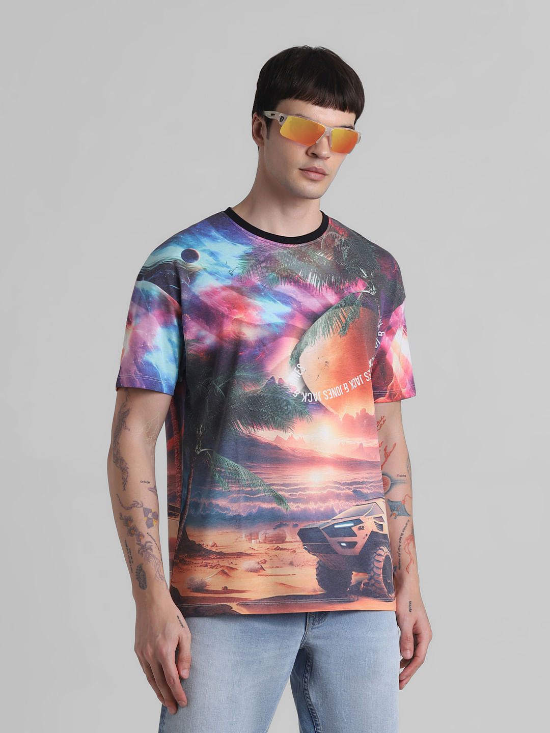 Multi-Colour Printed Oversized T-shirt