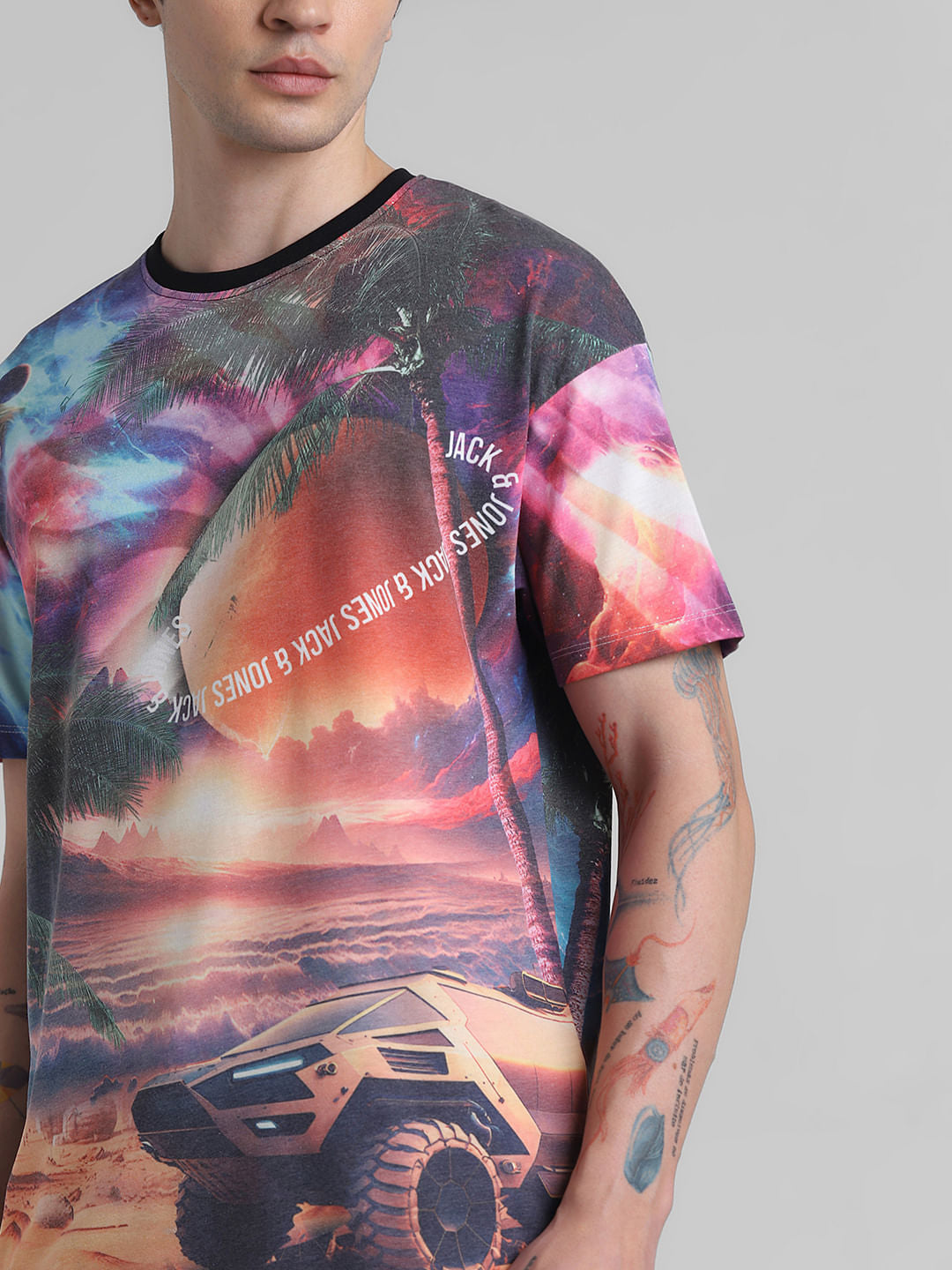Multi-Colour Printed Oversized T-shirt