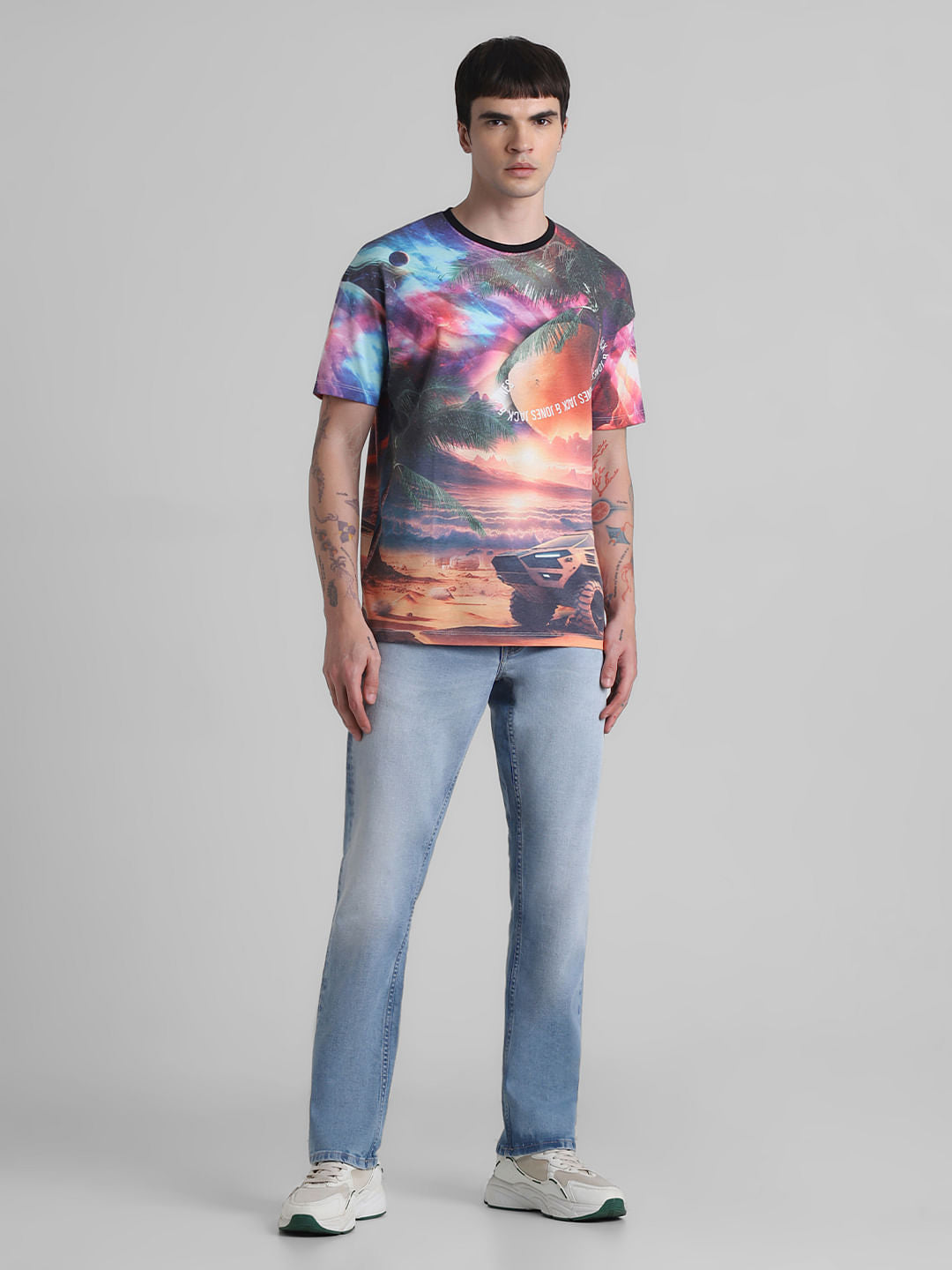 Multi-Colour Printed Oversized T-shirt