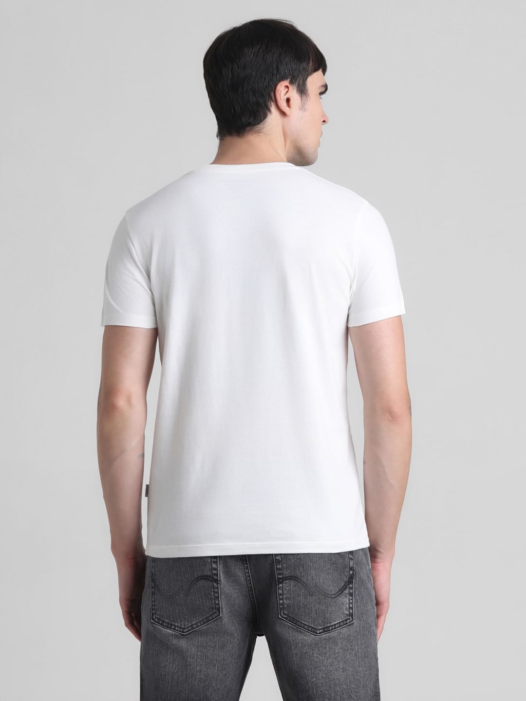 White Logo Print Crew Neck T-shirt
