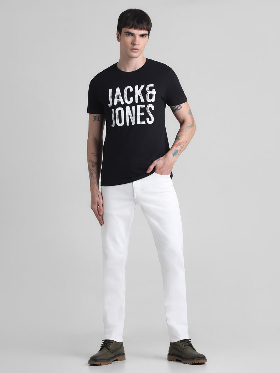 Black Logo Print Crew Neck T-shirt