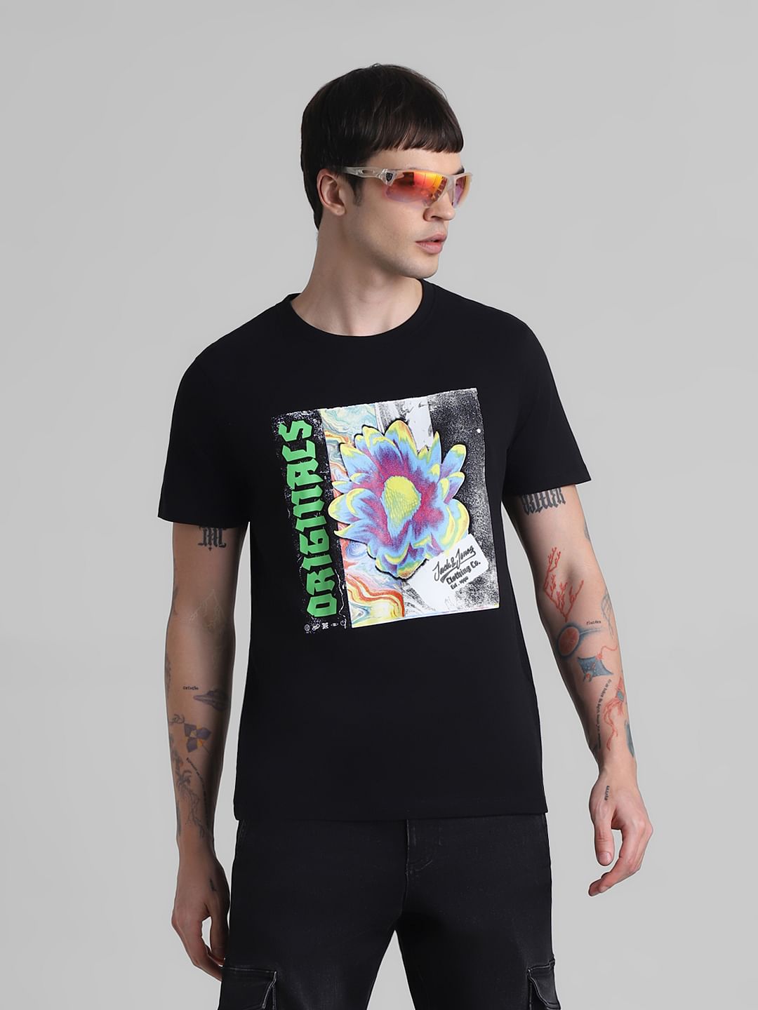 Black Tropadelic Print T-shirt
