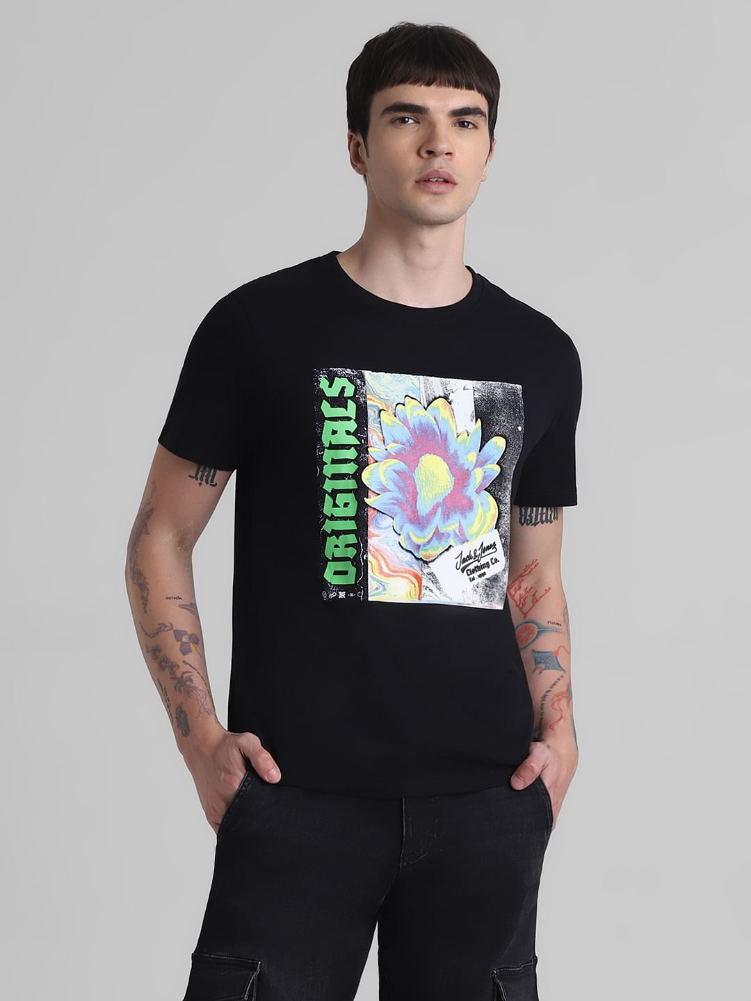 Black Tropadelic Print T-shirt