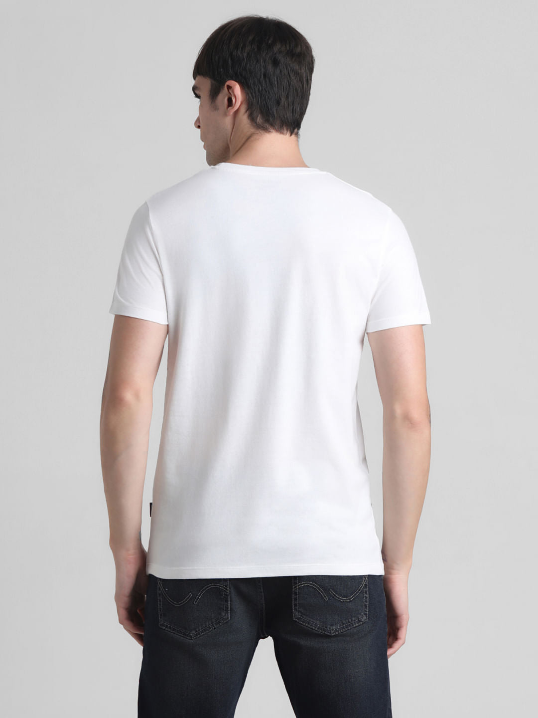 White Logo Print Crew Neck T-shirt