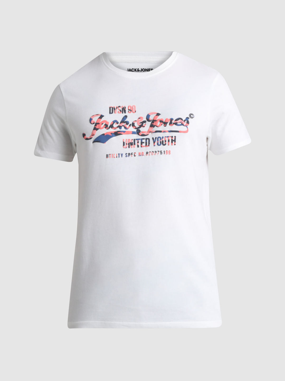 White Logo Print Crew Neck T-shirt